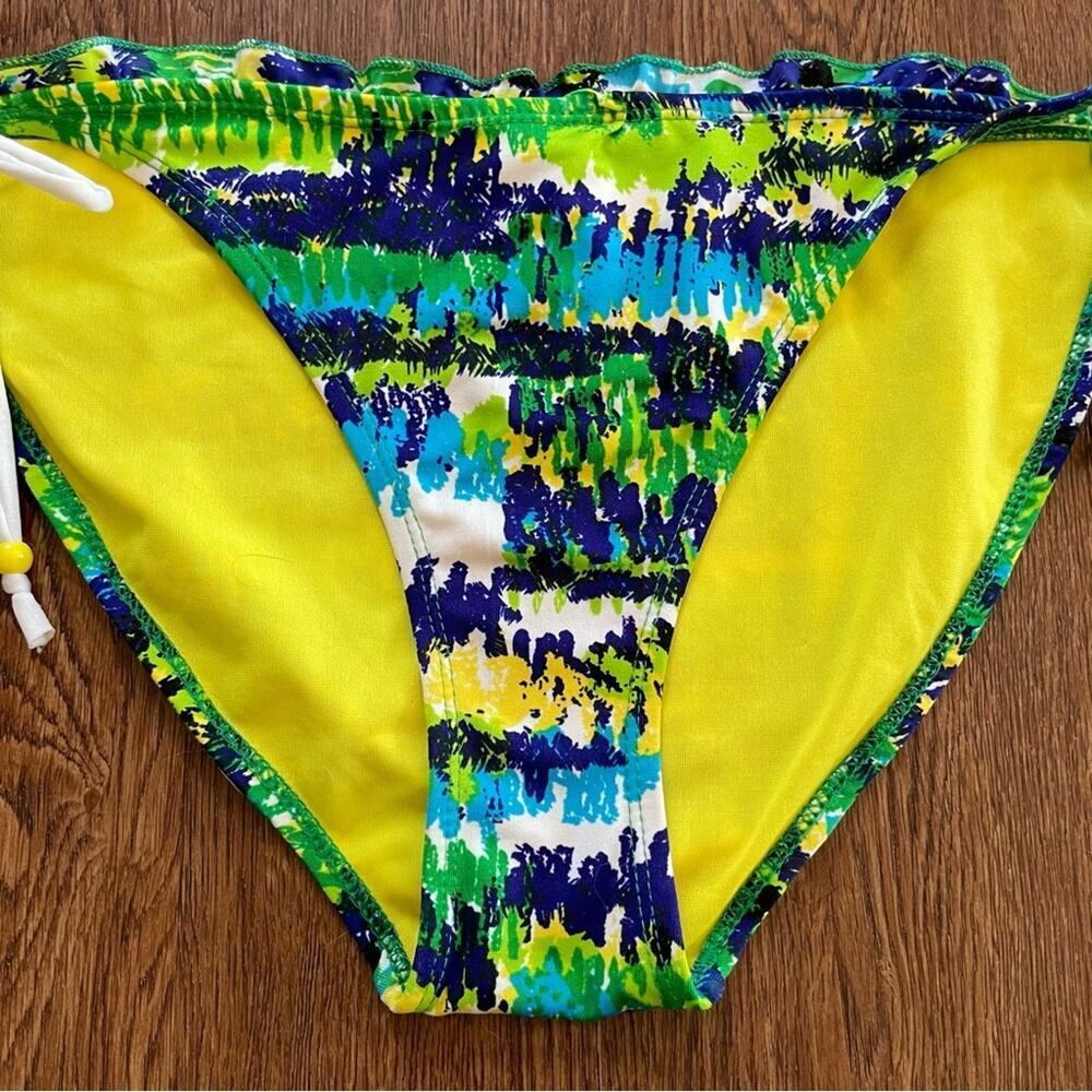 XOXO Colorful Abstract Low Rise String Bikini Bottom Size L - Picture 2 of 6